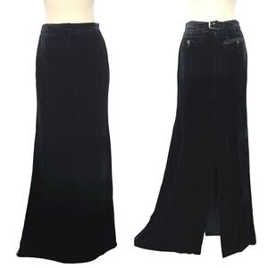 Emilio Pucci Velvet Maxi Skirt High Back Slit Black IT40 US6 NWT Made in Italy